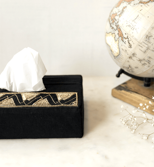 Bold Black  Tissue Box - Veaves