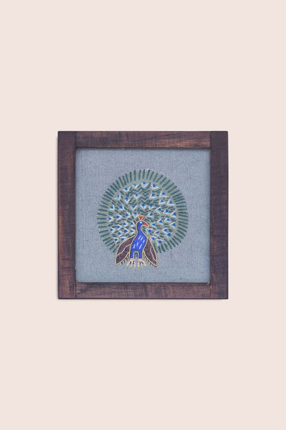Dancing Peacock Handwoven Coasters - Set Of 2 Pcs